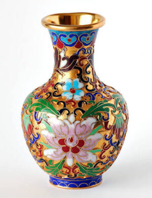 Florero de Cloisonné Dorado