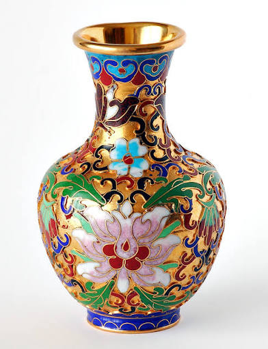 Florero de Cloisonné Dorado
